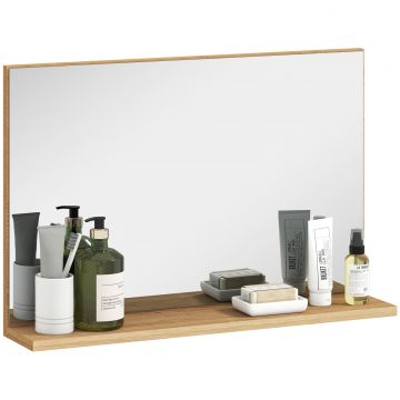 Oglinda de Baie Moderna cu Polita 60x12x40 cm, Lemn