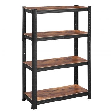 Raft depozitare metalic cu aspect elegant, 5 niveluri, reglabil, 520 kg, 40x80x160 cm, maro rustic si negru