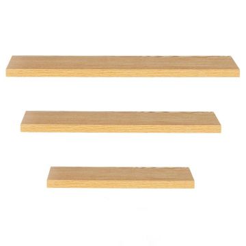 Set 3 rafturi plutitoare perete mdf suport metalic 30 45 60 cm, 15 cm adancime, design modern, maro