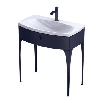 Set dulap baza suspendat Oristo Louis bleumarin 1 sertar cu lavoar alb 82 cm
