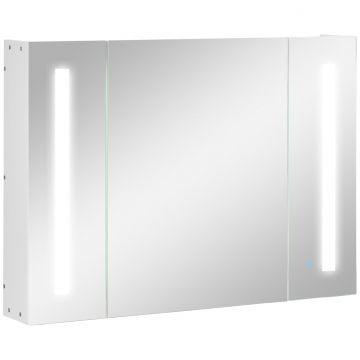 Dulap Baie LED - Oglinda, 3 Usi  Rafturi Reglabile