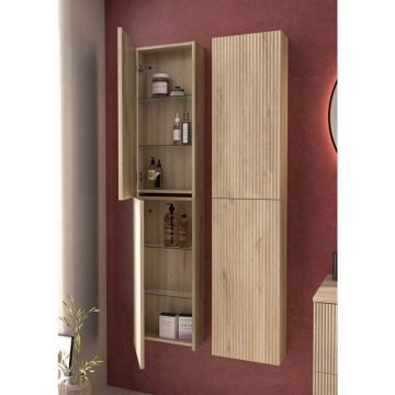 Dulap coloana mediu Gala Canaletto suspendat lemn bej mat 1 usa batanta 35 cm