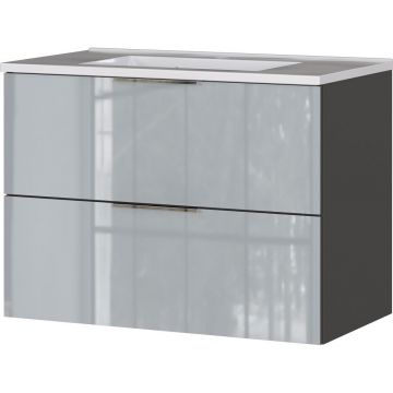 Dulap cu chiuvetă gri suspendat cu aspect lucios 81x61 cm Vasio – Germania