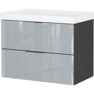 Dulap cu chiuvetă gri suspendat cu aspect lucios 81x65 cm Vasio – Germania