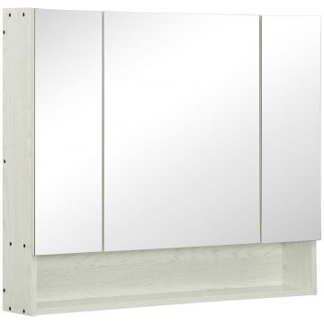 Dulap cu oglinda cu raft reglabil, MDF Sticla 90x15x75cm, Alb