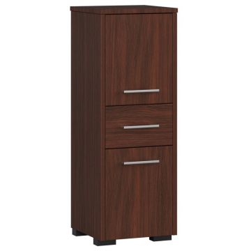 Dulap de baie tip baza, cu 2 usi si sertar, PAL 16 mm, 30x30x85 cm, maro wenge