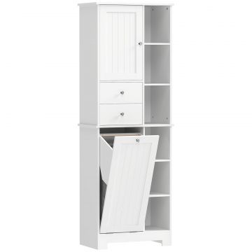 , Dulap de Podea pentru Baie, Economisitor de Spatiu, MDF, 60 x 28,8 x 171 cm, Alb
