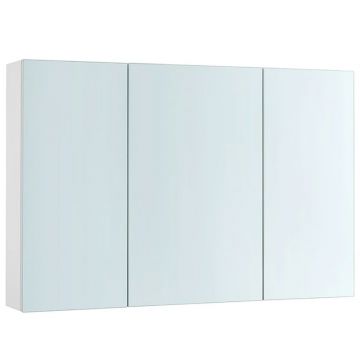 Dulap pentru baie cu oglinda, 3 usi si rafturi reglabile, MDF, 90x15x60 cm, alb