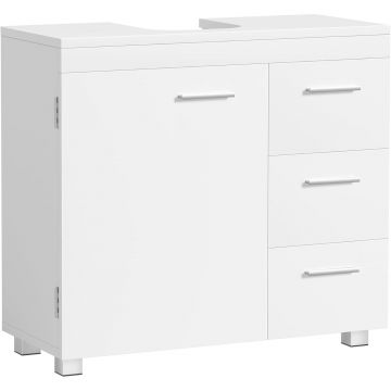 Dulap pentru baie suport lavoar, cu 3 sertare si raft reglabil, MDF, 70x30x64 cm, alb