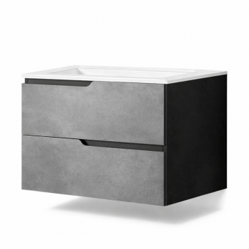 Mobilier pentru lavoar incastrat 60 cm, sertare softclose, gri urban, Fluminia Bari