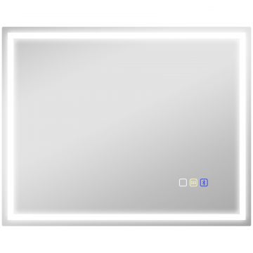 Oglinda Baie cu LED, Antiaburire si Boxa Bluetooth, 80x100 cm, Touch si Functie Memorie