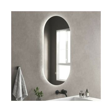 Oglinda cu iluminare si dezaburire Inter Ceramic Bruno ovala 50x100 cm
