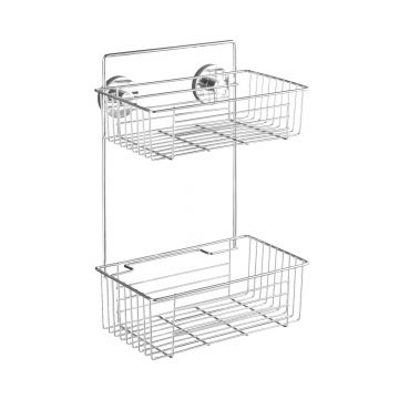 Polita pentru baie, Wenko, Bari Vacuum-Loc®, 26 x 38 x 17 cm, inox