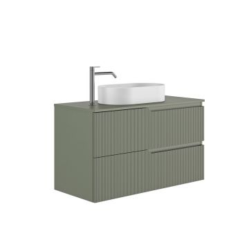 Set dulap baza suspendat Gala Canaletto 2 sertare 100 cm cu blat finisaj verde mat