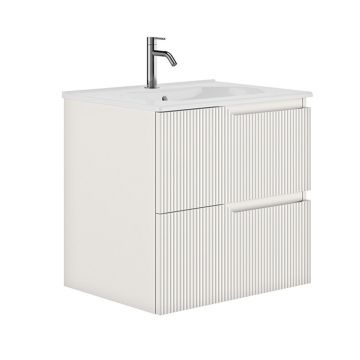 Set dulap baza suspendat Gala Canaletto 2 sertare 60 cm finisaj alb mat si lavoar Luc alb