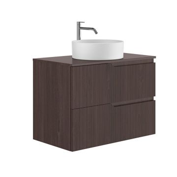 Set dulap baza suspendat Gala Canaletto 2 sertare 80 cm cu blat finisaj nuc negru mat
