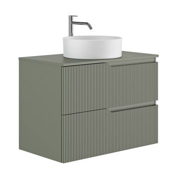 Set dulap baza suspendat Gala Canaletto 2 sertare 80 cm cu blat finisaj verde mat