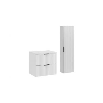 Set mobilier baie Adel White 60 cm HC, dulap inalt si masca lavoar, Comad, MDF/PAL, alb mat