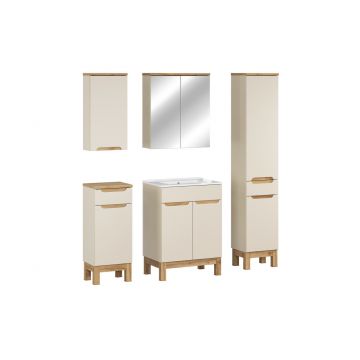 Set mobilier baie Bali Cashmere Lava 60 cm HC MC, dulapuri, oglinda si masca cu lavoar, Comad, MDF/PAL, casmir