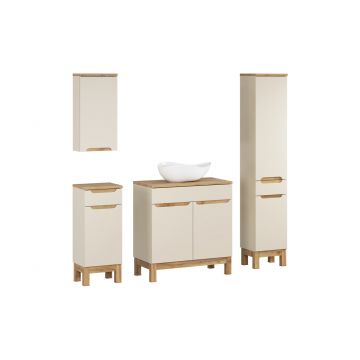 Set mobilier baie Bali Cashmere Wotan 80 cm HC LC, dulapuri, masca cu lavoar si cabinet cu oglinda, Comad, MDF/PAL, casmir