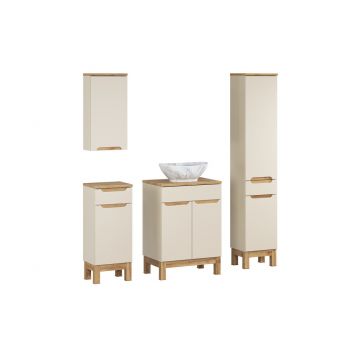 Set mobilier baie Bali Cashmere Wotan Pati 60 cm, dulapuri si masca cu lavoar, Comad, MDF/PAL, casmir