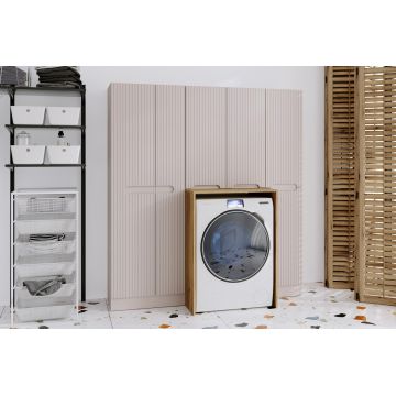 Set mobilier baie cu compartiment masina de spalat, Nova Cashmere, Comad, MDF/PAL, casmir/stejar