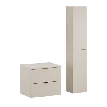 Set mobilier baie Dalia Cashmere 60 cm HC, dulap inalt si masca lavoar, Comad, PAL, casmir