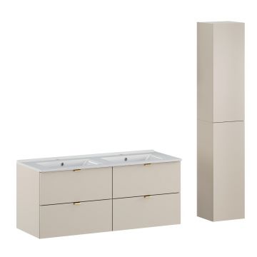 Set mobilier baie Dalia Cashmere Lava 120 cm , dulap inalt si masca dubla lavoar, Comad, PAL, casmir