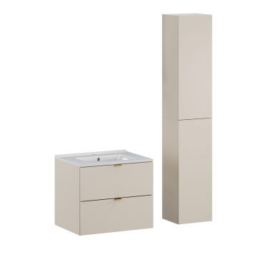 Set mobilier baie Dalia Cashmere Lava 60 cm WH HC, dulap inalt si masca lavoar, Comad, PAL, casmir
