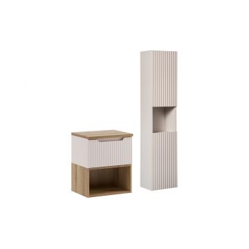 Set mobilier baie Nova Cashmere 50 cm, dulap inalt si masca lavoar, Comad, MDF/PAL, casmir