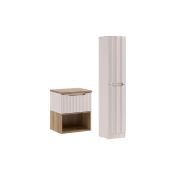 Set mobilier baie Nova Cashmere 50 cm LR HCLB, dulap suspendat si masca cu lavoar, Comad, MDF/PAL, casmir