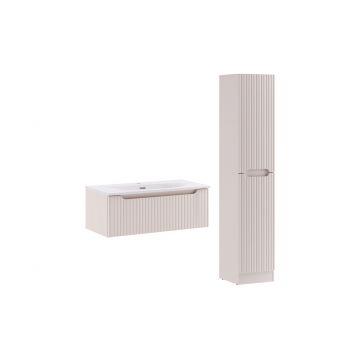 Set mobilier baie Nova Cashmere 80 cm, dulap inalt si masca cu lavoar, Comad, MDF/PAL, casmir