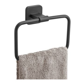 Suport pentru prosoape negru mat autoadeziv cu Turbo-Loc din oțel inoxidabil Porto – Wenko