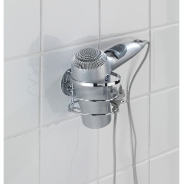 Suport pentru uscatorul de par Turbo-Loc, Wenko, 12.5x11.5x9 cm, inox, argintiu lucios