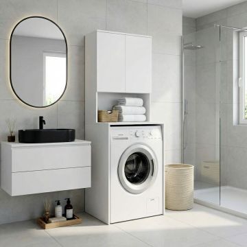Dulap Baie ADR-482-BB-1 Home Collection® cu Loc Pentru Masina de Spalat, 3 Rafturi, 2 Usi, Alb, 65x182x60 cm - Alb