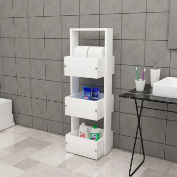 Dulap Baie Multifunctional Elfida, 3 Rafturi, 34 x 90 x 23 cm - Alb