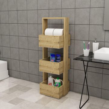 Dulap Baie Multifunctional Elfida, 3 Rafturi, 34 x 90 x 23 cm - Stejar