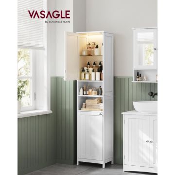 Dulap baie soldat cu LED, Helan-old, Alb, 40x30x170 cm