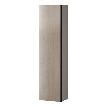 Dulap baie suspendat Cersanit Virgo, o usa, 160 cm, stejar maner negru, montat