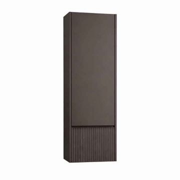 Dulap coloana mare suspendat KolpaSan Orphia riflat 1 usa si 1 sertar 45x140 cm finisaj grafit negru