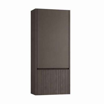Dulap coloana mediu suspendat KolpaSan Orphia riflat 1 usa si 1 sertar 45x100 cm finisaj grafit negru