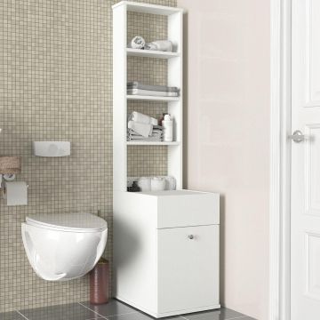Dulap de baie Doodle, Alb, 40x168x52 cm - Alb