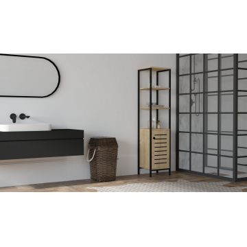 Dulap de baie Gala, Sapphire - Negru, 38x34x162 cm - Albastru - Negru