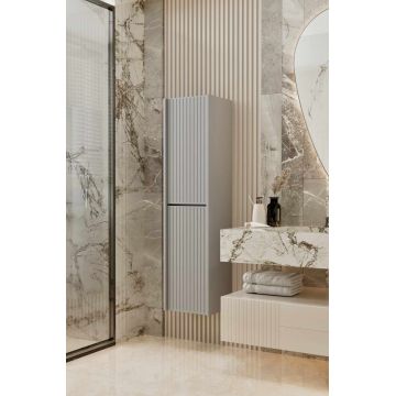 Dulap de baie, Hanah Home, Capella, 34x138x32 cm, MDF LAMINAT, Gri deschis