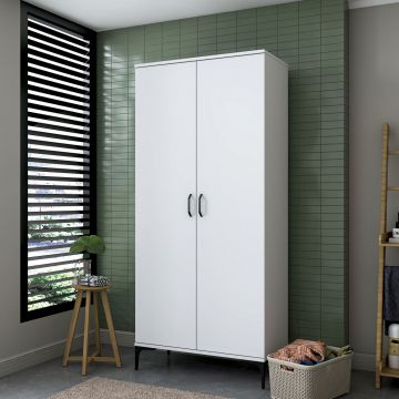 Dulap de baie, Hanah Home, KC104, 90x198.6x45 cm, PAL MELAMINAT CALITATE E1, Alb