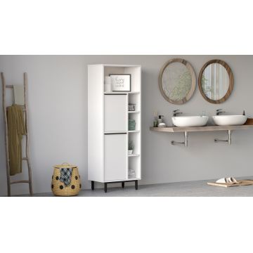 Dulap de baie On10C-W, Alb, 60x36x162 cm - Alb