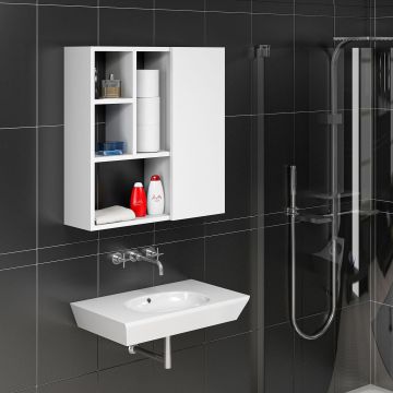 Dulap de baie Suspendat Secret, Alb, 60x64x22 cm - Alb