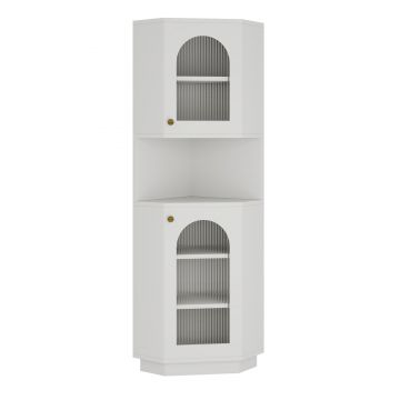 Dulap de colț pentru baie cu bandă LED, Alb | Aosom Romania