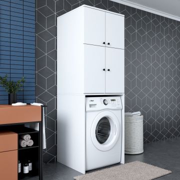 Dulap masina de spalat, Hanah Home, KD114, 65x193.6x62.5 cm, PAL MELAMINAT CALITATE E1, Alb