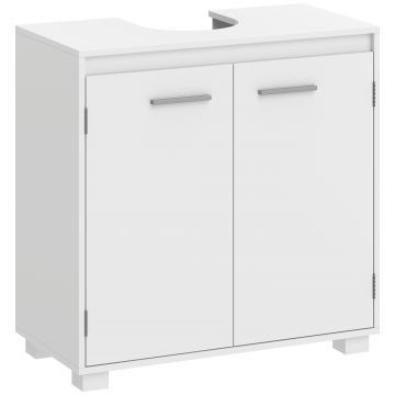 HOMCOM Dulap Sub Lavoar de Baie Modern Independent cu Decupaj în U Raft Reglabil Alb | Aosom Romania